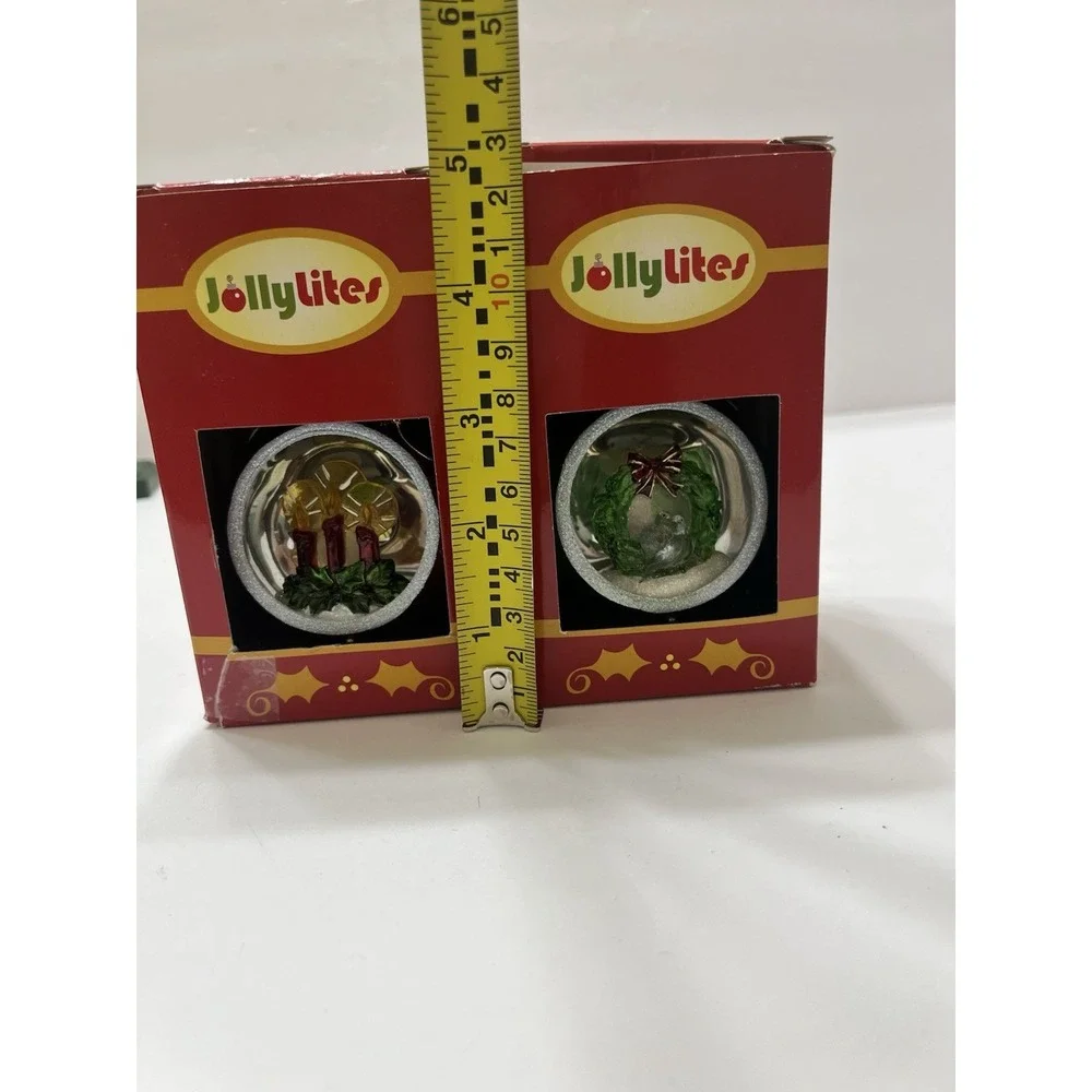 Christmas JollyLites Christmas Ornaments Illuminated Set Of 2 Candles Wreath